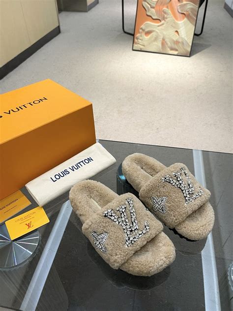 louis vuitton flat shoes women|louis vuitton fuzzy slides.